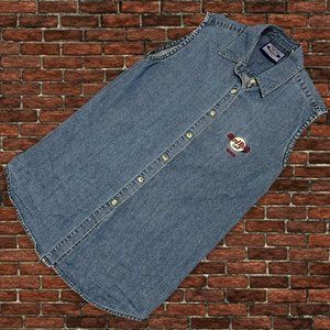 Vintage Hard Rock Cafe Embroidered Kona Denim Button Up Sleeve Less Light Jean